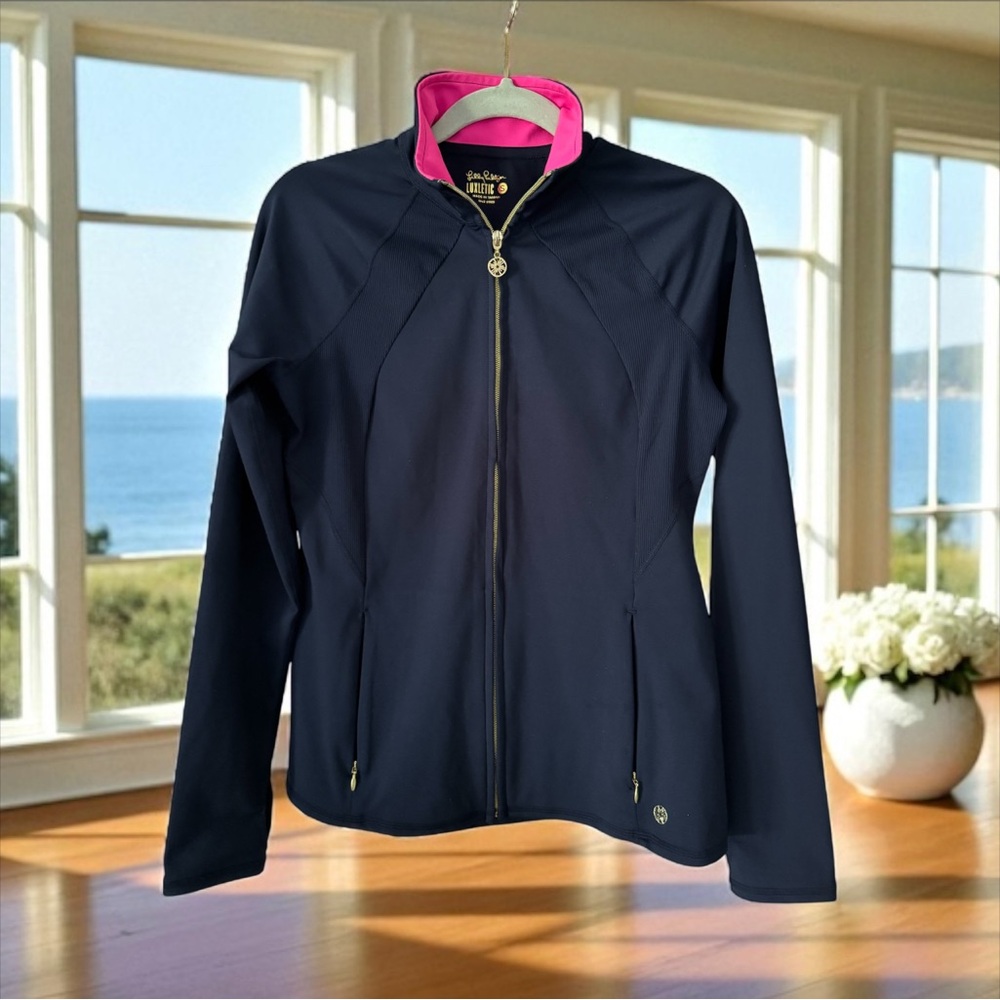 Lilly Pulitzer UPF 50+ Luxletic Tennison Full-Zip Jacket; True Navy - Picture 2 of 11